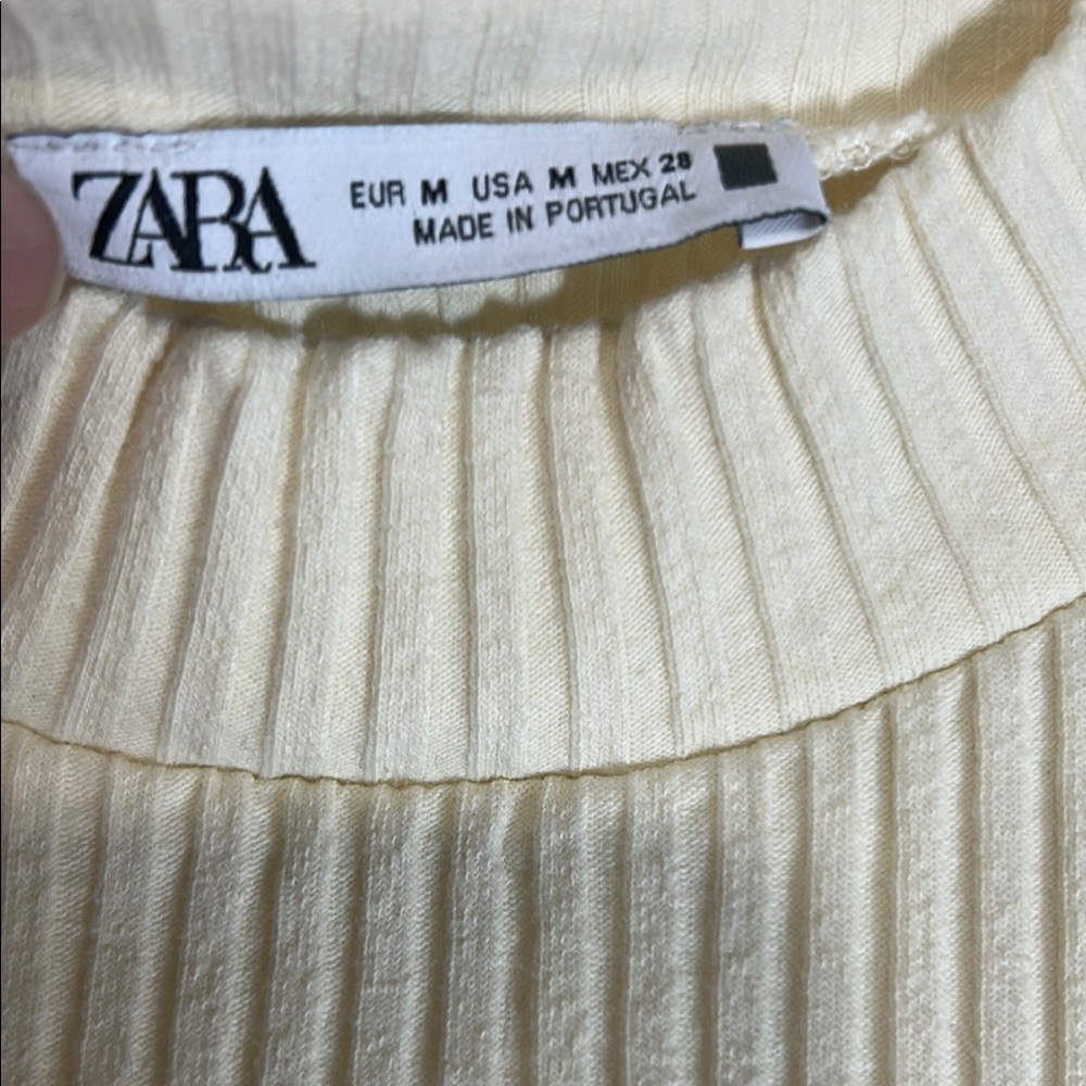 Zara Cream Ribbed Crop Top - Picture 3 of 3